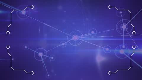 Futuristic Network Connections and Light Trails in Blue