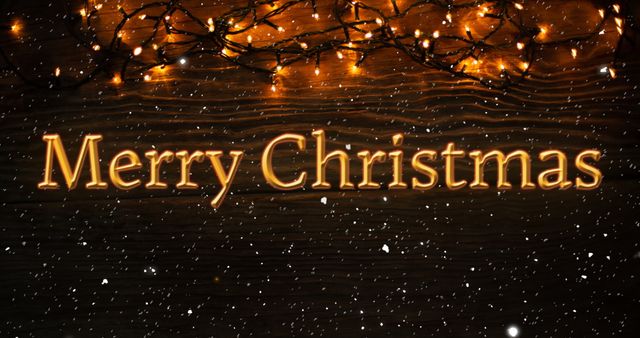 Merry Christmas Text with Glowing Lights and Falling Snow - Download Free Stock Images Pikwizard.com