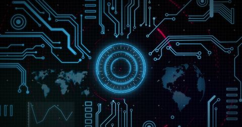 Futuristic Digital Circuit Interface with Global Connectivity - Download Free Stock Images Pikwizard.com