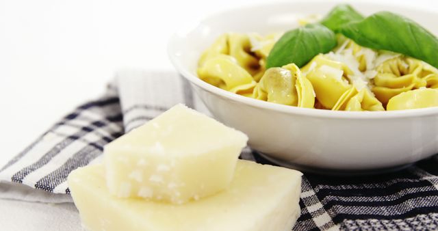 Italian Tortellini Pasta with Basil and Parmesan Cheese - Download Free Stock Images Pikwizard.com