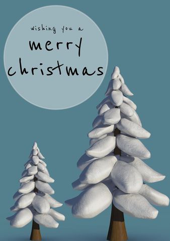 Whimsical Christmas Trees with Holiday Greeting on Blue Background - Download Free Stock Templates Pikwizard.com