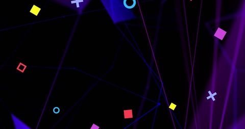 Colorful Geometric Shapes on Dark Dynamic Background - Download Free Stock Images Pikwizard.com