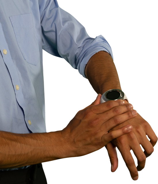 Businessman Using Smartwatch on Transparent Background - Download Free Stock Videos Pikwizard.com