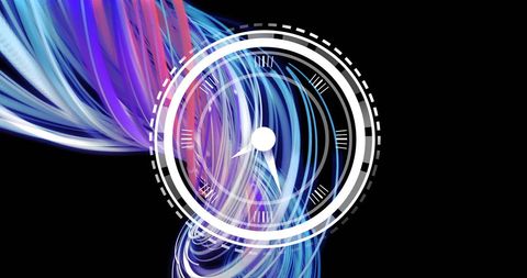 Abstract Neon Swirl and Clock Design