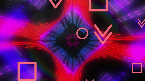 Dynamic Shapes Over Vibrant Digital Tunnel