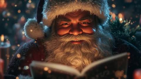 Santa Claus Narrating Christmas Tale by Candlelight