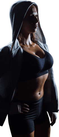 Transparent Confident Athlete in Hoodie