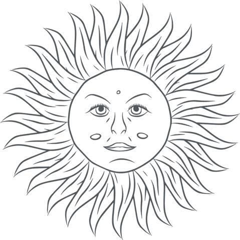 stylized sun face line art on transparent background - Download Free Stock Videos Pikwizard.com