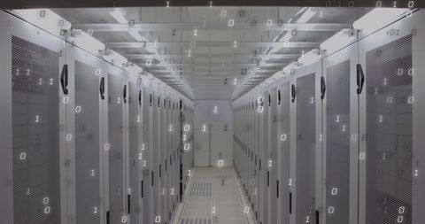 Digital Data Overlay on High-Tech Server Room - Download Free Stock Images Pikwizard.com