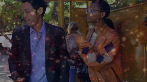 Digital Network Overlay with Diverse Group at Bus Stop