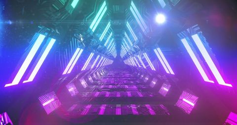 Futuristic Illuminated Sci-Fi Corridor with Glowing Panels - Download Free Stock Images Pikwizard.com