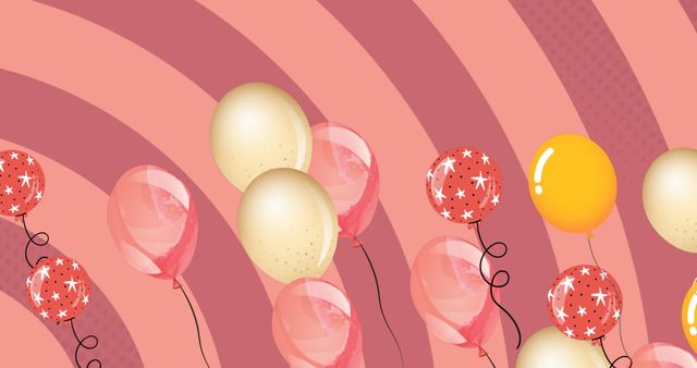 Colorful Balloons Flying on Pink Retro Background - Download Free Stock Images Pikwizard.com