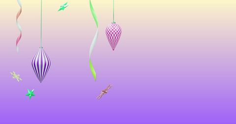 Festive Christmas Decorations on Gradient Purple Background