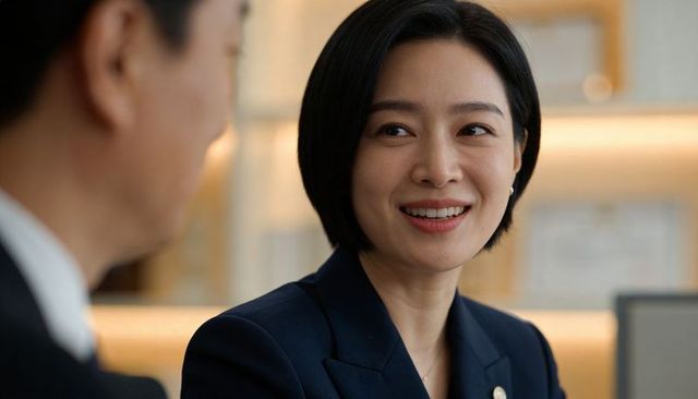 Smiling asian businesswoman speaking with colleague in modern office, professional warmth