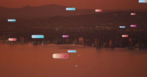 Floating Social Media Icons Over Serene Sunset