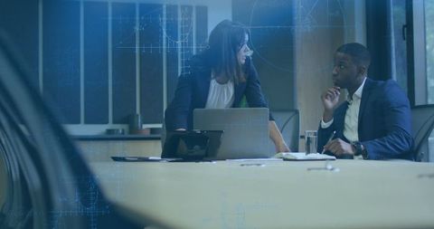 Corporate collaboration with projected graphs in modern boardroom