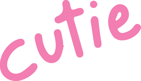 Hand-lettered pink cutie word on transparent background