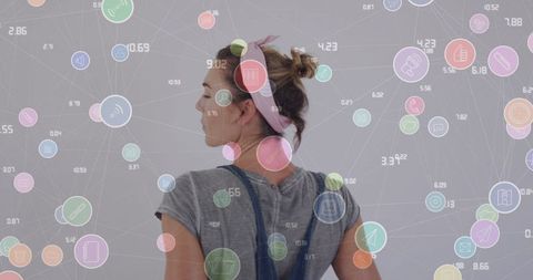 Innovative Woman Visualizing Digital Connections