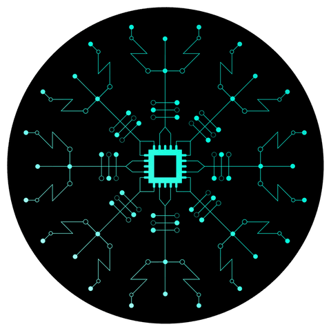 flat snowflake circuitry in transparent turquoise space - Download Free Stock Videos Pikwizard.com