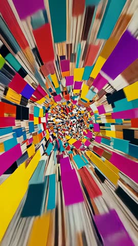 Vertical colorful block vortex moving forward dynamic abstract futuristic motion loop