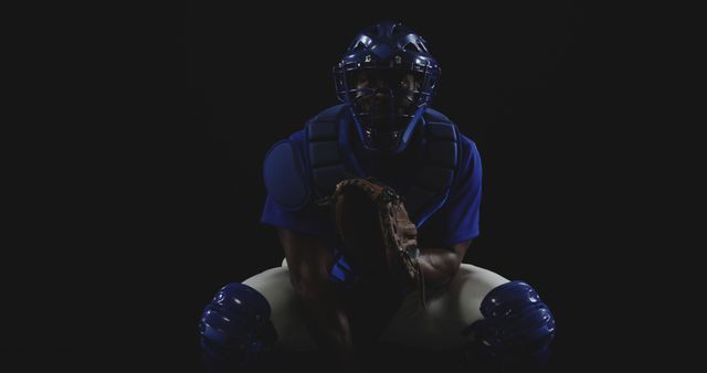 Athletic Baseball Catcher in Action Wearing Full Gear - Download Free Stock Images Pikwizard.com