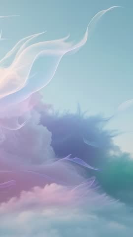 Riding Thermal Currents Through Pastel Clouds, Dreamlike Vertical Skyscape Video