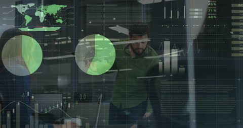 Data Visualization Meeting with Digital Interface Overlay