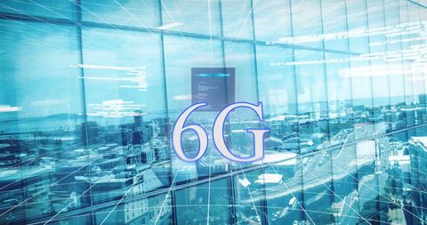 Futuristic Cityscape with 6G Technology Theme