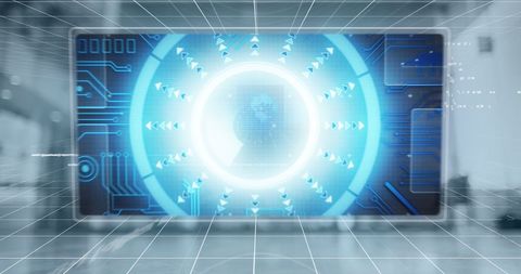 Futuristic Data Processing Interface in Modern Office - Download Free Stock Images Pikwizard.com