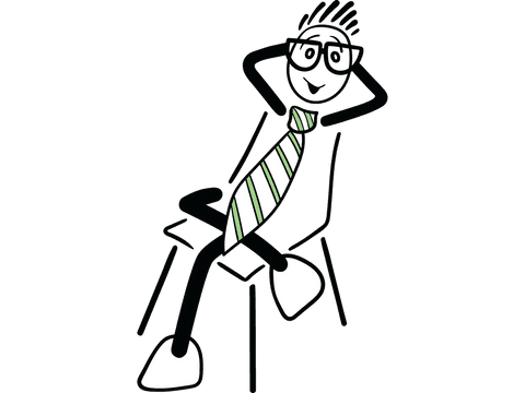 Relaxed Cartoon Business Character with Tie on Transparent Background