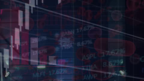 Abstract Financial Data with Woman Using Smartphone