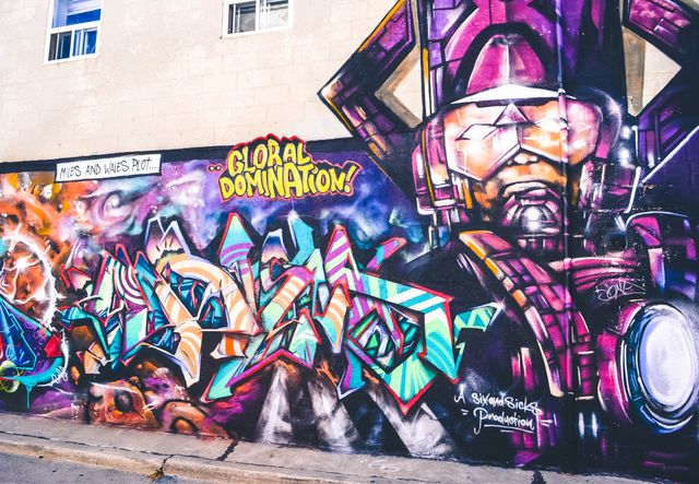 Vibrant Street Art Painting Brightening Urban Alley - Download Free Stock Photos Pikwizard.com