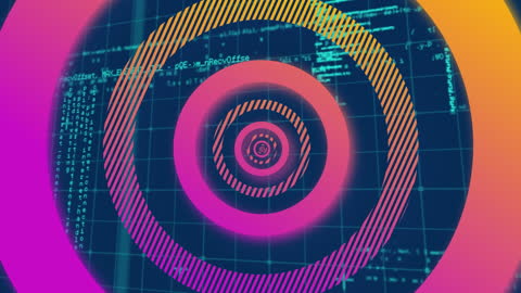 Glowing Circular Overlay with Technical Data Layers