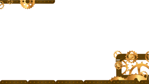 Steampunk Gear Border on Transparent Background with Metallic Touch