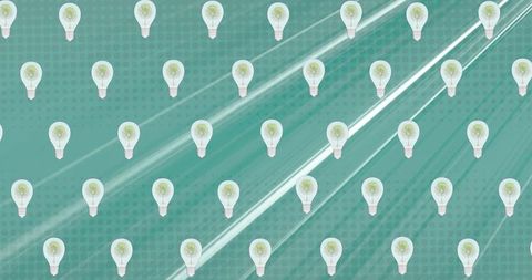 Floating led bulbs on green background signifying eco-friendliness