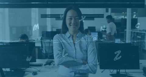 Confident Asian Female Manager in Modern Office Environment