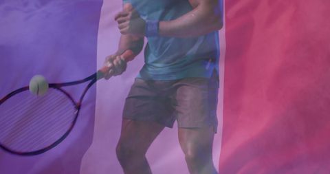 Tennis player with french flag overlay at sports event