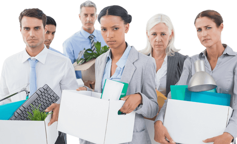 unhappy business professionals holding transparency packing boxes - Download Free Stock Videos Pikwizard.com