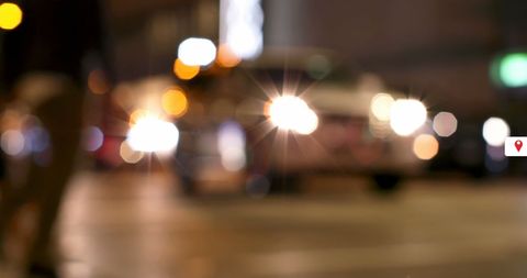 Blurred City Traffic Lights with Social Media Connection Icon