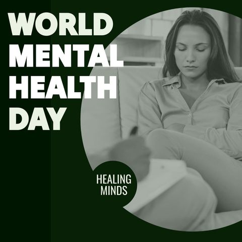 World Mental Health Day Awareness Concept with Woman