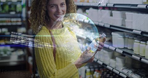 Woman Shopping with Digital Tablet in Supermarket Aisle - Download Free Stock Images Pikwizard.com