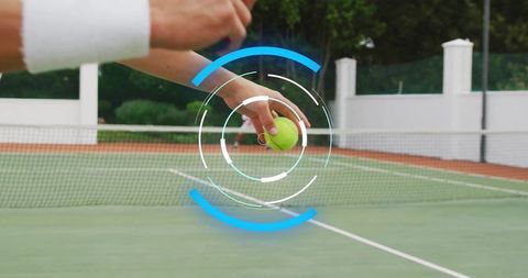 Athlete Preparing Serve Tennis Court Dynamic Motion Graphic