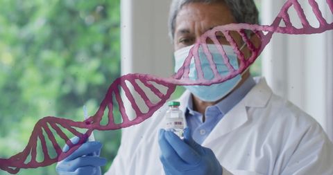 Medical Researcher Analyzing DNA and Vaccine Vial - Download Free Stock Images Pikwizard.com