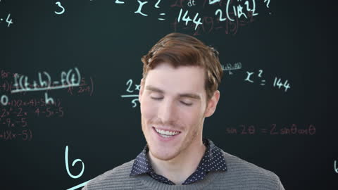 Digital Human with Floating Equations Symbolizing Connections