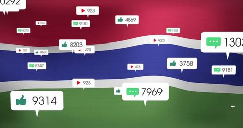 Digital engagement metrics on social media with gambia-inspired background
