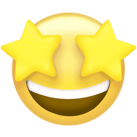 Star eye emoji showing happiness on transparent background