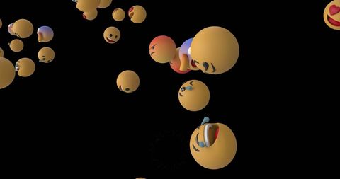 Flying Emoji Faces Against Black Background - Download Free Stock Images Pikwizard.com