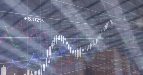 Financial Growth Data Overlaying Warehouse Storage