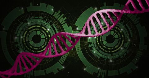 DNA Strand Over Futuristic Digital Interface Background - Download Free Stock Images Pikwizard.com