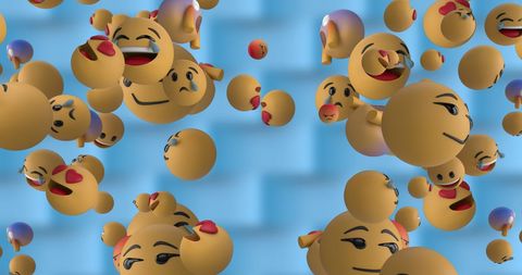 3D Emoji Icons Flying Over Patterned Background Representing Social Media - Download Free Stock Images Pikwizard.com
